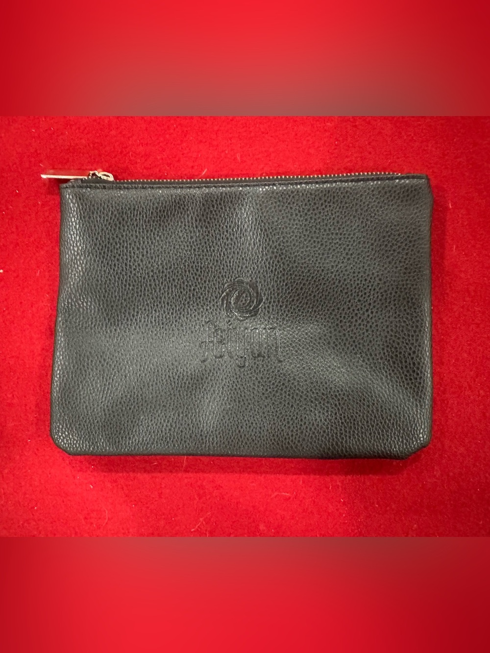 FEIYAN Leather Zippered Cosmetic/Pouch Bag With Pink Satin Liner